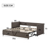 Daybed Linen Upholstered Bed 3ft Single Bed Frame with Trundle Bed Guest Bed