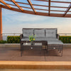 3 Seater Rattan Garden Corner Sofa Set Patio Dining Furniture Set W/ Sofa Chair