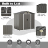 6x4FT Outdoor Storage Shed Galvanized Steel Shed w/Lockable Sliding Door