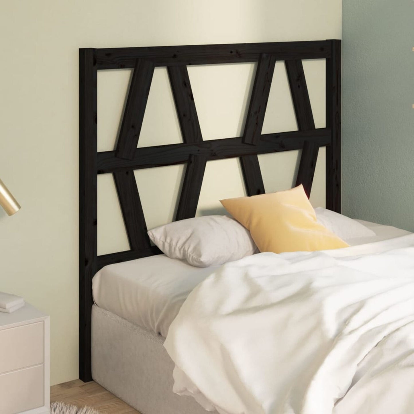Homgoday Bed Headboard Black 96x4x100 Solid Wood Pine, Bed Backboard, Bed G0S1