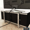 Contemporary Black Glass TV Stand, Up to 50" - Open Shelving, Height Adjustable