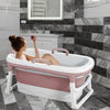 Free-Standing Soaking Tub w/ Lid Folding Spa Bath Bucket Barrel Portable Bathtub