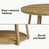 Round Coffee Table, 2-Tier Wooden Center Table with Storage for Living Room 31.5