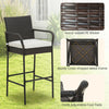 Outdoor Wicker Barstools Set of 2 Metal Frame Patio PE Rattan Bar Chairs