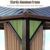 Heavy-Duty Double-Roof Galvanized Metal Top Hardtop Gazebo-Coffee