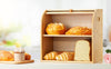 2 Tier Double Layer Bread Box Slide Roll Top Bread Storage Bin Kitchen Bamboo