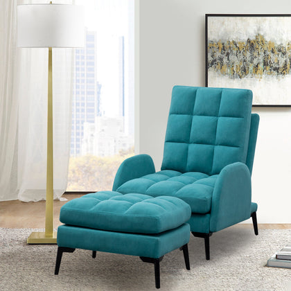 3 Position Adjust Recliner Chair Leisure Sleeper Armchair Lounge Footstool Set