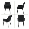 2PCs Dining Chairs Velvet Metal Legs Leisure Reception Chair Restaurant Black