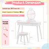 Kids Vanity Set Makeup Dressing Table Set w/Adjustable Brightness-White