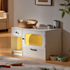 White Cat Litter Box Enclosure, Hidden Litter Box Furniture,4 Drawers,W/LED
