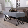 Buttoned Dining Waiting Room Bench Linen Upholstered Bench Stool Steel Frame