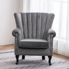 Grey Chesterfield Wing Back Armchair Queen Anne High Back Fireside Winged Chair