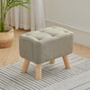 Small Pouf Pouffe Seat Footstool Fabric Linen Sofa Footrest w/ Storage Pocket