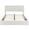 Ottoman Lift Up 5 ft Upholstered King Bed Frame With Storage Headboard Cream