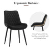 2pcs Black Dining Chairs Set Diamond Velvet Padded Seat Back Dining Room Chair
