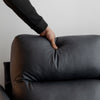 Black Ergonomics 2 Seater Sofa Modern High Back Fabric Couch Wood Legs 2 Pockets