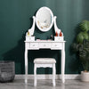 White Dressing Table with Mirror and Stool, 5 Drawers for Storage, 75x40x141.5cm