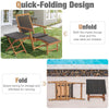 2-in-1 Garden Lounge Chair Table Set Folding Chaise Lounge w/Wicker Side Table