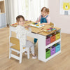 2-in-1 Kids Art Table and Easel Set w/ Liftable Tabletop-Natural