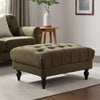 Dusk Hebden Olive Green Matte Velvet Ottoman Pouffe RRP £159