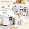 Portable Rolling Sewing Cabinet Craft Table with Lockable Casters-White