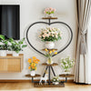 Strong Metal Plant Rack Floor Heart Shape Garden Flower Stand with 5 Pot Holders