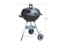 57cm Charcoal Grill BBQ with Thermometer, Stand Wheels& Cooker with Porcelain