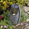 Solar Water Feature Indoor Outdoor Polyresin Garden Fountain Decor w/ LED Lights