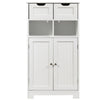 Bathroom Floor Cabinet Wooden Storage Cupboard with Adjustable Shelf & Doors
