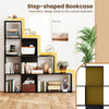 Wooden Storage Organizer 4-Tier Stepped Bookshelf-Black