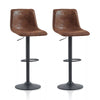 2x Brown Swivel Bar Stools Faux Suede Leather Metal Base Kitchen Chairs