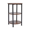 Rustic Small Bedside Table 3 Tier Round Side End Table Nightstand Storage Shelf