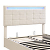 Double Bed Upholstered Bed Beige Fabric Ottoman Storage Bed Frame With Gas Lift
