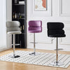Set of 2 Grey Velvet Bar Stools High Back Breakfast Kitchen Chair Bar Bistro