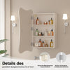 Bathroom Mirror Cabinet Edge-pressing mirror with Storage Wall Mounted White