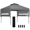 3 x 3(m) Pop Up Gazebo, Instant Shelter with Extend Dual Awning, Grey