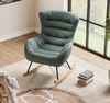 Nordic Wooden Rocking Chair Padded Accent Lounge Armchair Living Room Bedroom UK