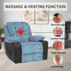 Electric Recliner Sofa Massage Heated Vibration Armchairs Cup Holder Chairs Grey