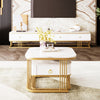 Coffee Table Square Nest of Tables Side Table with Metal Frame & Drawer Storage