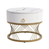 Marble Look Nesting Coffee Table with 1 drawer, Black and White