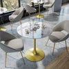 Round Dining Table Marble Modern Tulip Table Slate Tabletop Golden Pedestal Base