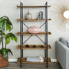 5-Tier Bookcase Open Wood Shelves Rustic Modern Industrial Book Shelf Display