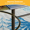 Metal Garden Dining Table Outdoor Patio w/ Umbrella Hole Rectangle Table Black