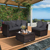 4 PCS Patio Rattan Conversation Set Sofa Ottoman Set Metal Frame w/Coffee Table