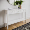 Large Narrow Console Table in White Wood with Drawers - Elms ELM012A