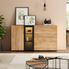 Storage Cabinet Sideboard with Drawers, Adjustable Shelves and Smart LED Lights