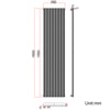Vertical Radiator Black Oval Column Single 1600 x 392 Tall Upright Modern Rads
