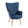 Wingback Lounge Armchair & Footrest Linen Wood Living Room Single Sofa Chair Set