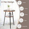 Round Side Table Wooden 2-Tier Sofa End Beside Accent Table W/ Storage Shelf
