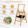 3-Step Ladder Folding Step Ladder Home Portable Bamboo Ladder w/Storage Bag